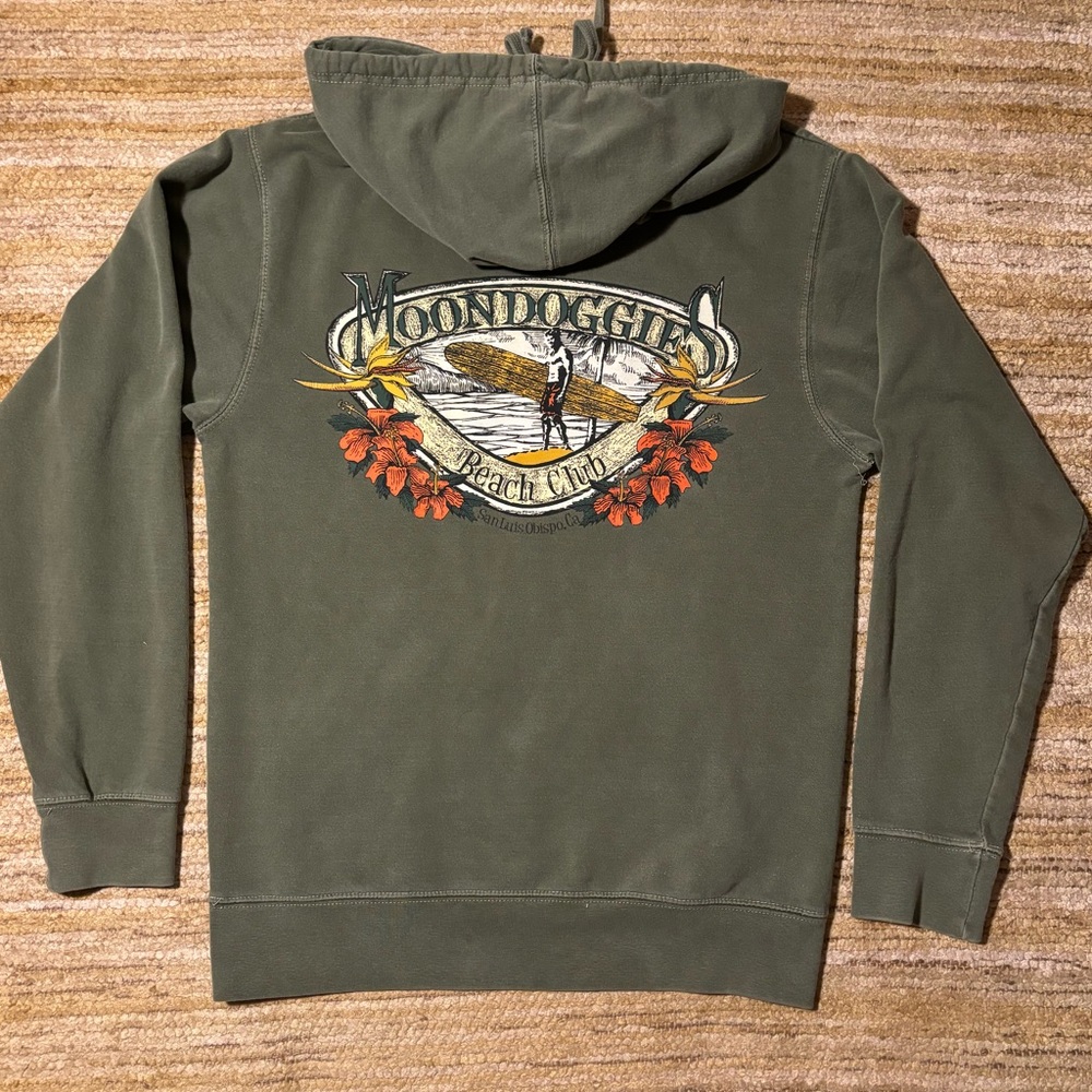 Moondoggies beach club hoodie green small